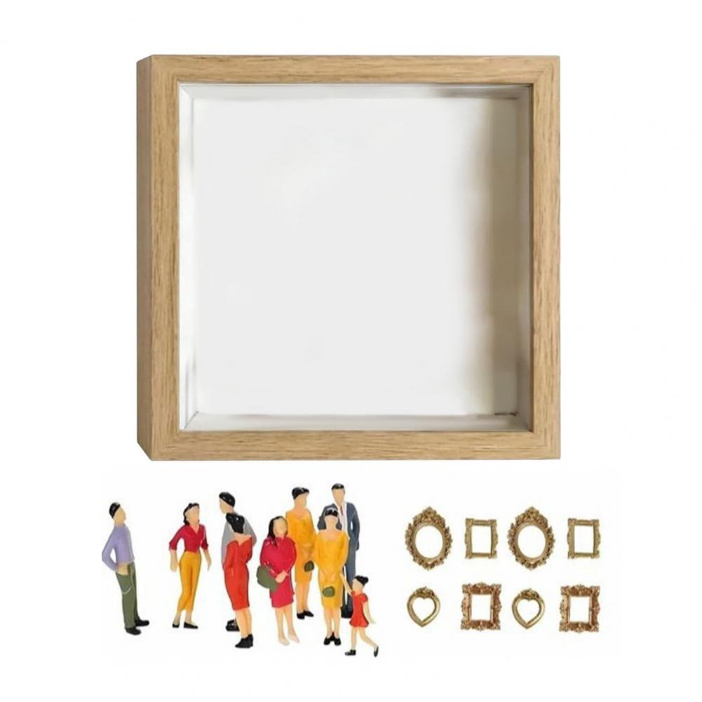 

25cm DIY Mini Museum Silhouette Box Shadow Box DIY Family Photo Display Case Kit With Mini Frames And Figurines Memory Keepsake