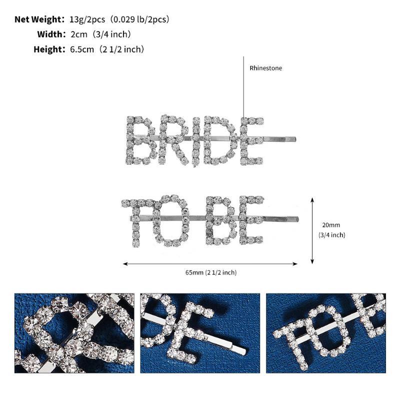 2Pcs Silver Rhinestone Word Hair Clips Barrettes Hairpins Small Hairgrips Headwear Hair Styling Accessories