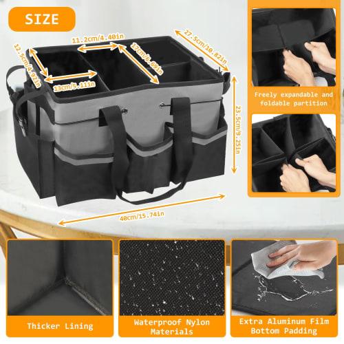 Cleaning Supplies Storage Bag, Work Bag, Multi-functional Pockets, Waterproof Cleaning Tote Bag, 2-Way, Compact Design, Shoulder Strap, Removable Divi