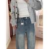 Women's High Waist Wide Leg Jeans Loose Fit Japanese Casual Washed Light Blue Straight Denim Pants