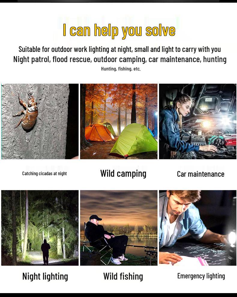 Rechargeable COB Magnetic Work Light - Multi-functional, High-Brightness Lamp for Car Repair and Camping.