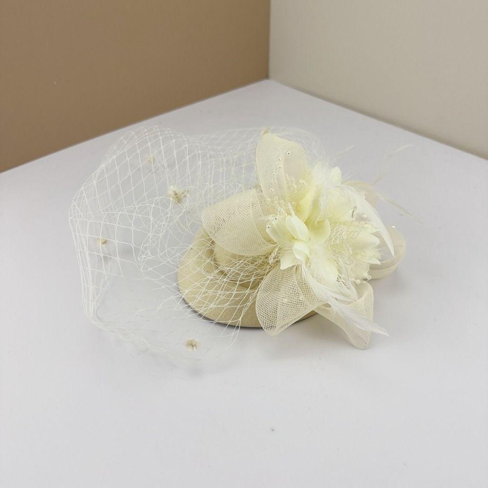 Mesh Dots Small Fedoras Headwear Headband Flower Veil Hair Clips Women Mini Mesh Hat  Dinner Party