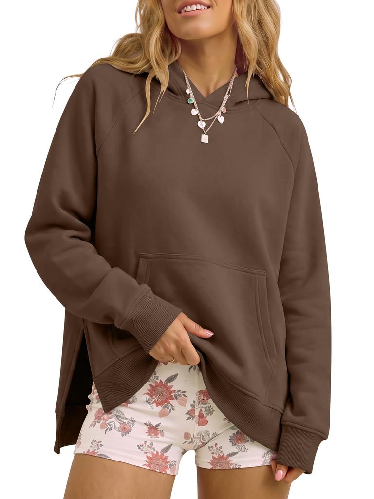 Women's Casual Hooded Top with Side Slits for Everyday Fashion Wear