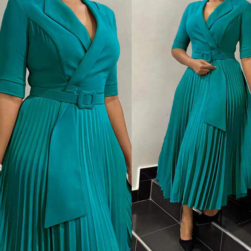 Herbst Winter Neu Damen OL Mode Blazer Kragen Plissiert Schlanke Passform Große Größen Afrikanisches Kleid D3291
