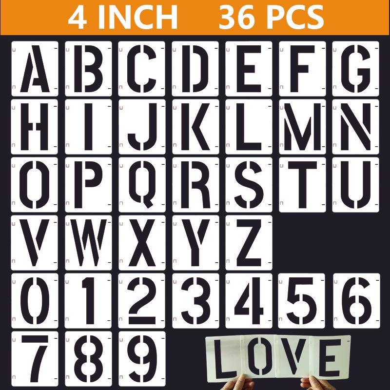 Hollow Interlocking Letter & Number Stencils for Kids' DIY Wall Painting & Graffiti
