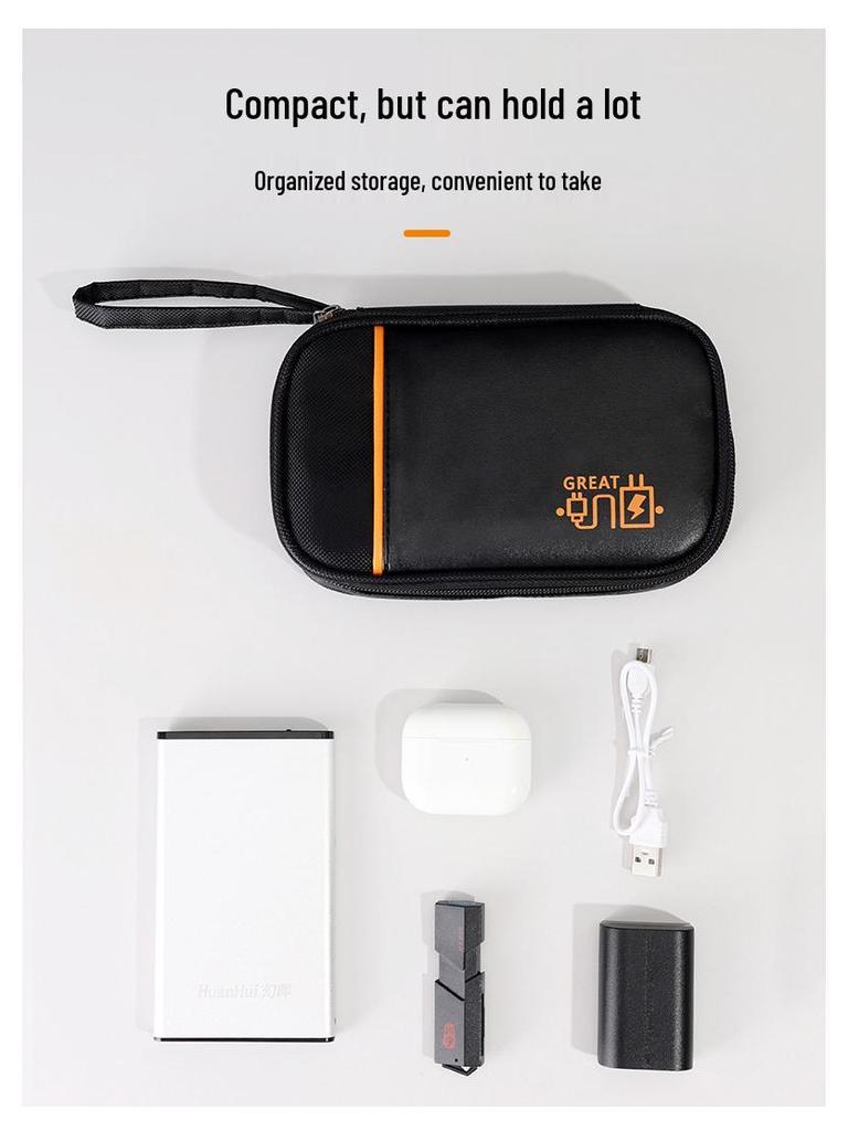 Handhållen Bärbar Förvaringsväska för Mobiltillbehör - Datakablar, Powerbanks, Hörlurar, Anti-kollisionsdesign