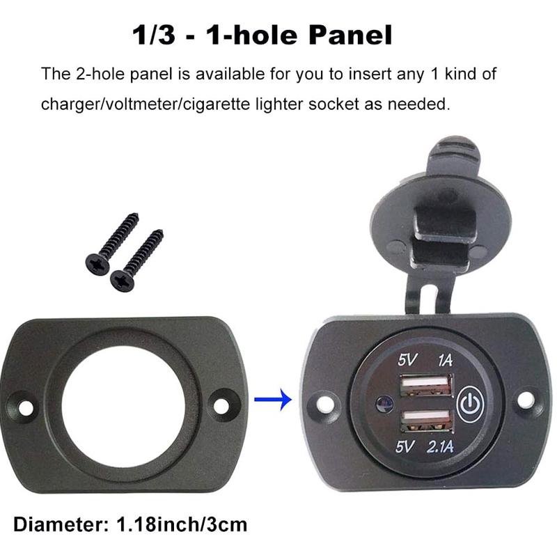 3Pcs Multifunction DIY Cigarette Lighter Panel for Car Marine Motorcycle ATV RV - 1/2/3 Hole Options ABS Material