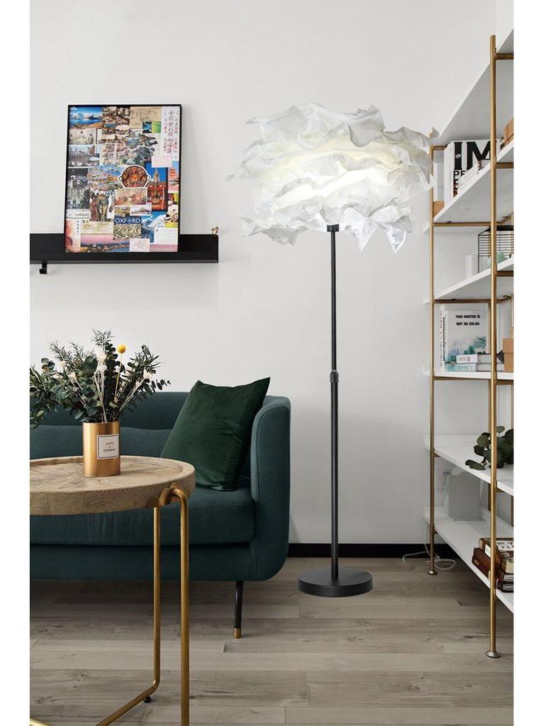Cloud Straight Tube Floor Lamp with Paper Lampshade for Living Room, Bedroom, and Restaurant Decor.