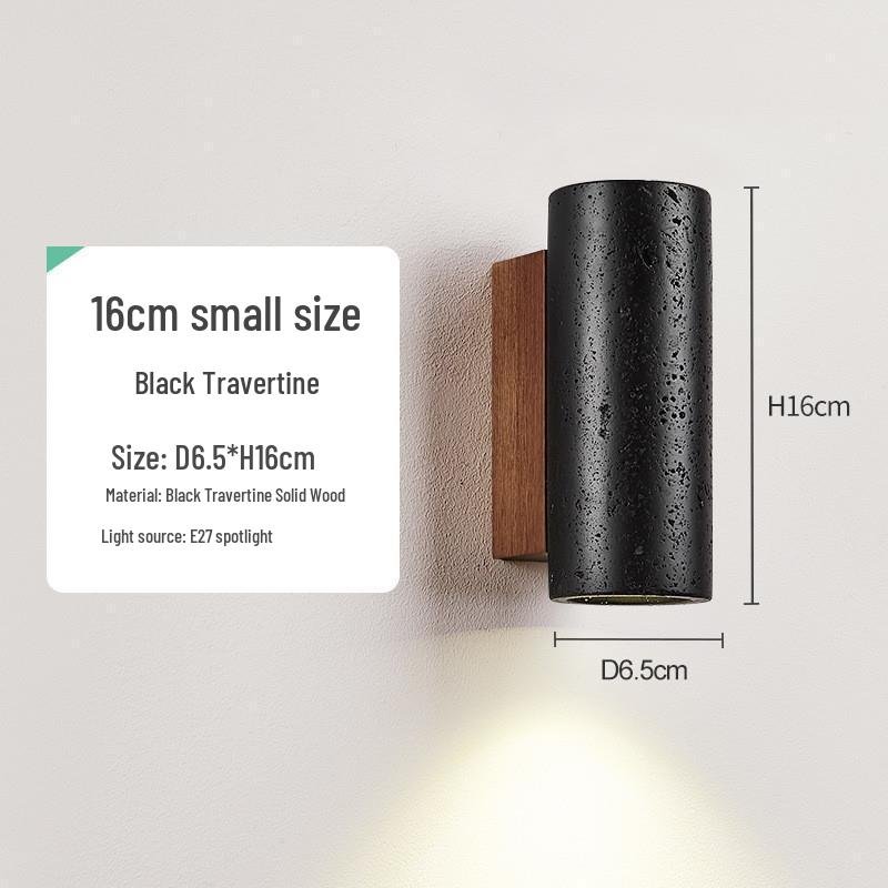 

Black and Yellow Travertine Minimalist Wall Sconce for Bedroom, Living Room, or Staircase LED Warm Light Included