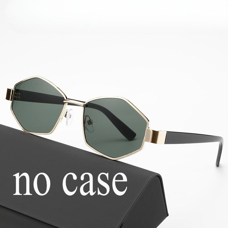 Trendy European American Style Polygonal Metal Sunglasses for Square Round Face Fashion Brand Glasses