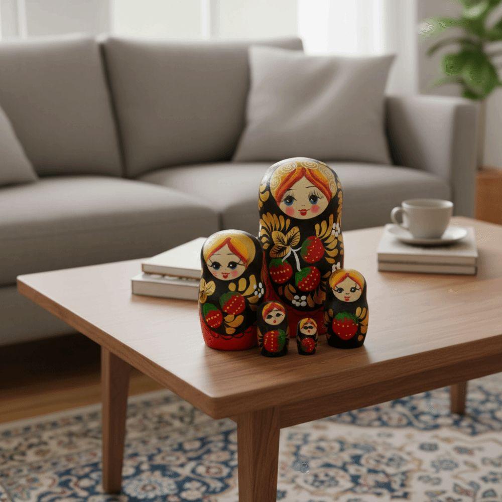 Strawberry Girls Nesting Dolls Handmade Russian Nesting Doll Classic Matryoshka Doll Birthday Gift