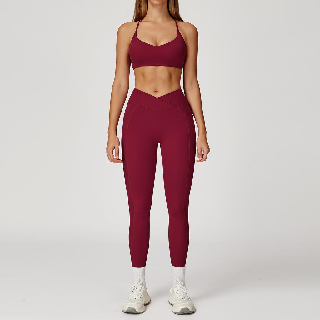 JYL Naked Fashion Yoga Set Cross Back Quick Dry Running Outfit