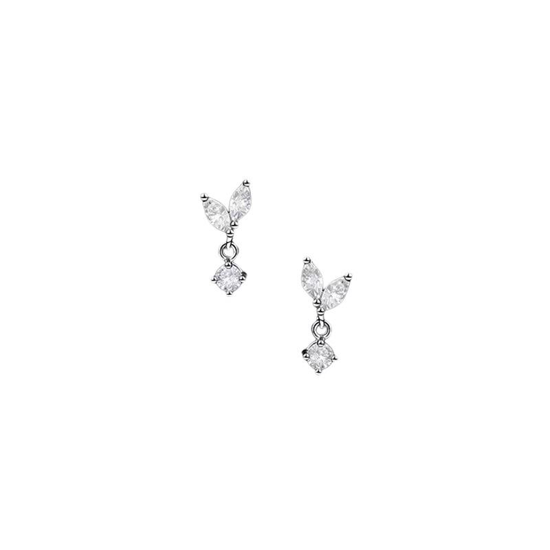 

Трендовые серьги-пусеты в виде бриллиантовых листьев во французском стиле для женщин