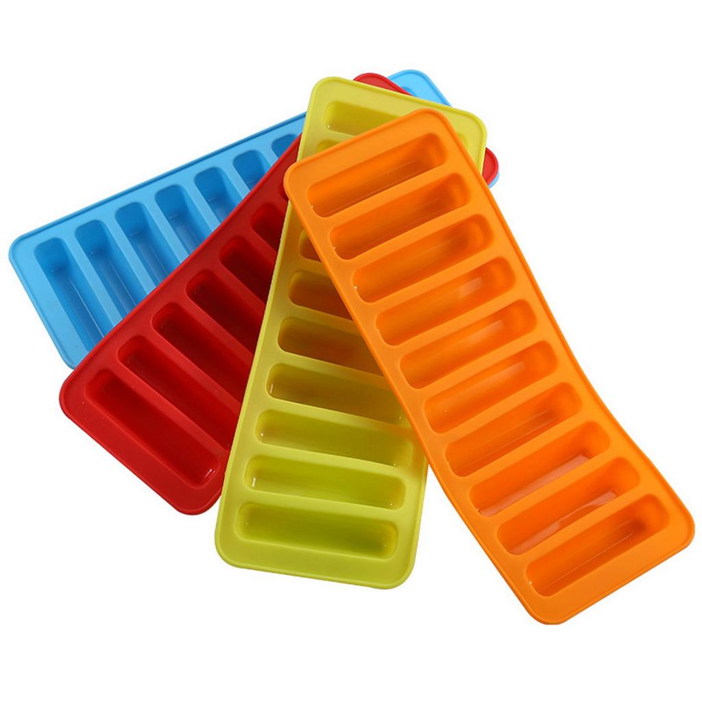 10-Grid Silicone Ice Cube Mold for Kitchen Long Strip Hot Dog Finger Sausage Chocolate Biscuit Baking Tool