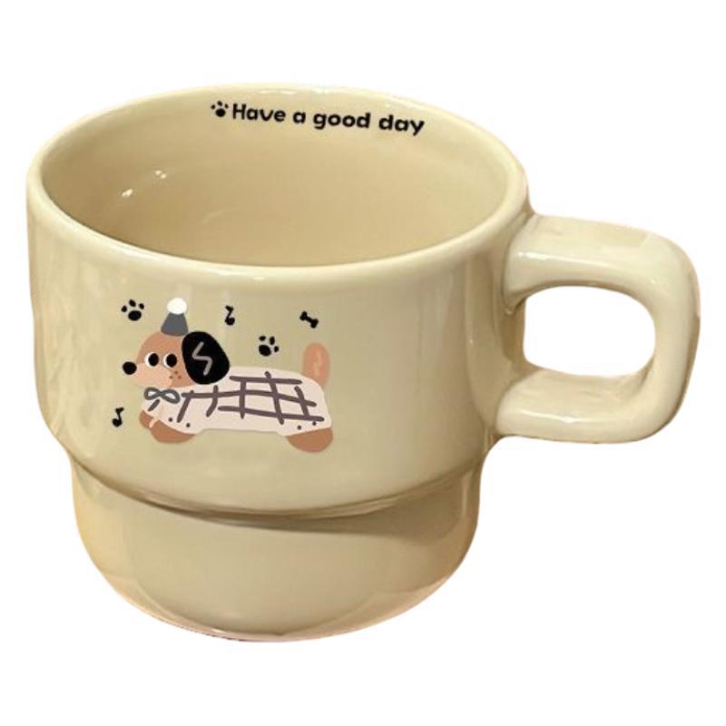 Cartoon Puppy Breakfast Coffee Cup Ceramic Cup Ins Style High-quality Mug Souvenir Gift Cup