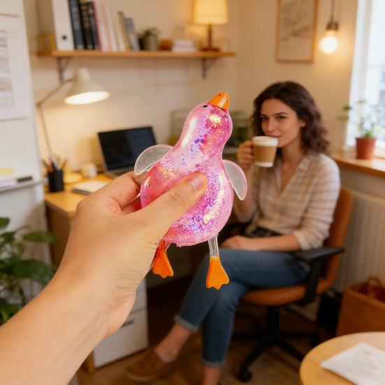 1/4 ks kachna cukrová stresová koule úzkostná úleva třpytivý prášek kachna mačkací hračka pružná pomalu stoupající relaxační průhledná kachna štípací fidget hračka