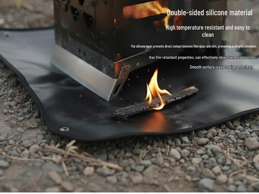 Fireproof Silicone Camping Stove Mat - Double-Sided, Water-Injectable, High-Temperature Resistant, Easy-Clean Fabric