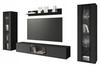 Unitate de perete modernă pentru living, mată, 2 vitrine, dulap TV 180 cm negru cu LED