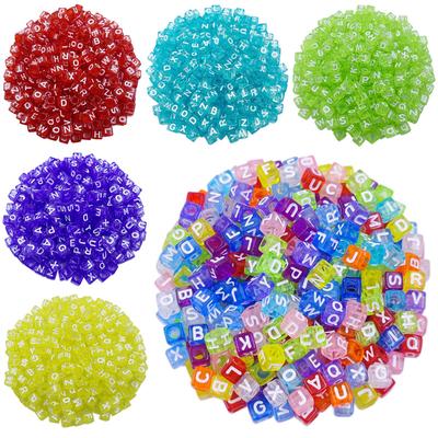 Perles acryliques transparentes avec lettres anglaises, 50 pièces, perles carrées en vrac de l'alphabet pour la fabrication de bijoux, bricolage, Bracelet et collier faits à la main, 6mm