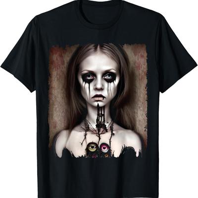 T-shirt Fille Gothic Esthétique Grunge Occulte Emo Satanique Triste