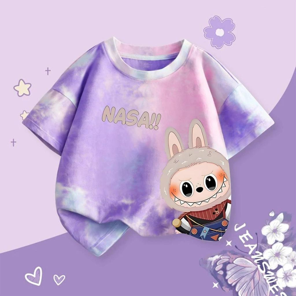 Monster Elf Cartoon Graphic Labubu Kids Printed T-shirt Summer Men's and Women's Casual Outdoor Girl Short Sleeved T-shirt Top