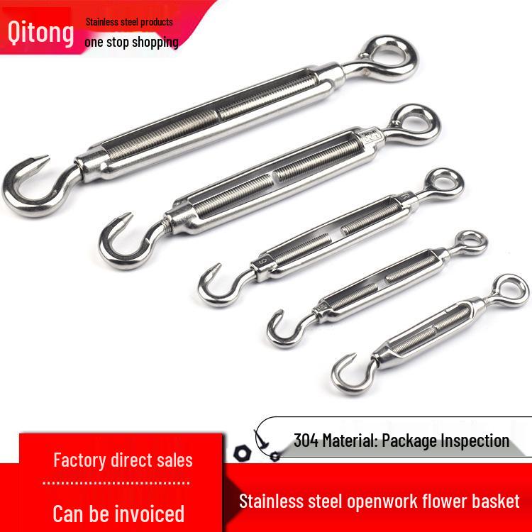 Stainless Steel Turnbuckle Tensioner for Sunshade - Flower Basket Design M4 (Hook and Loop)