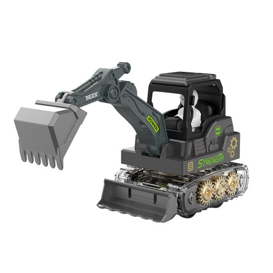 Press Gear Construction Vehicle Toy Realistic Kids Excavator Engineering Car Toy with Movable Digging Arm Toddlers Boys Educational Digger Truck