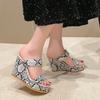 Fashion Punk Platform Wedges Snakeskin Women Slipper Sandals 2025 New Summer Chunky Heels Gothic Sandals Mules Sandals