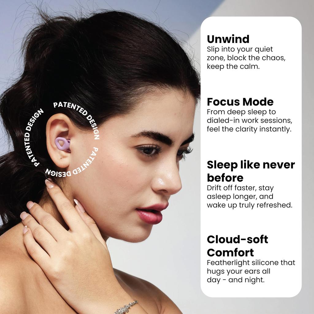 Zenz Unwind Ear Plugs for Sleeping, Reusable Silicone Earplugs for Snoring, Yoga, Focus & Travel, 27dB Noise Reduction, 4 Sizes XS/S/M/L, Soft Co