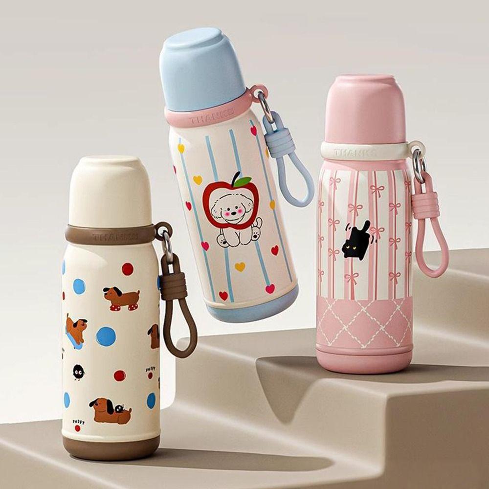 500ml Thermal Cup with Straw Straw Water Bottle Cute Insulated Cup  Kids