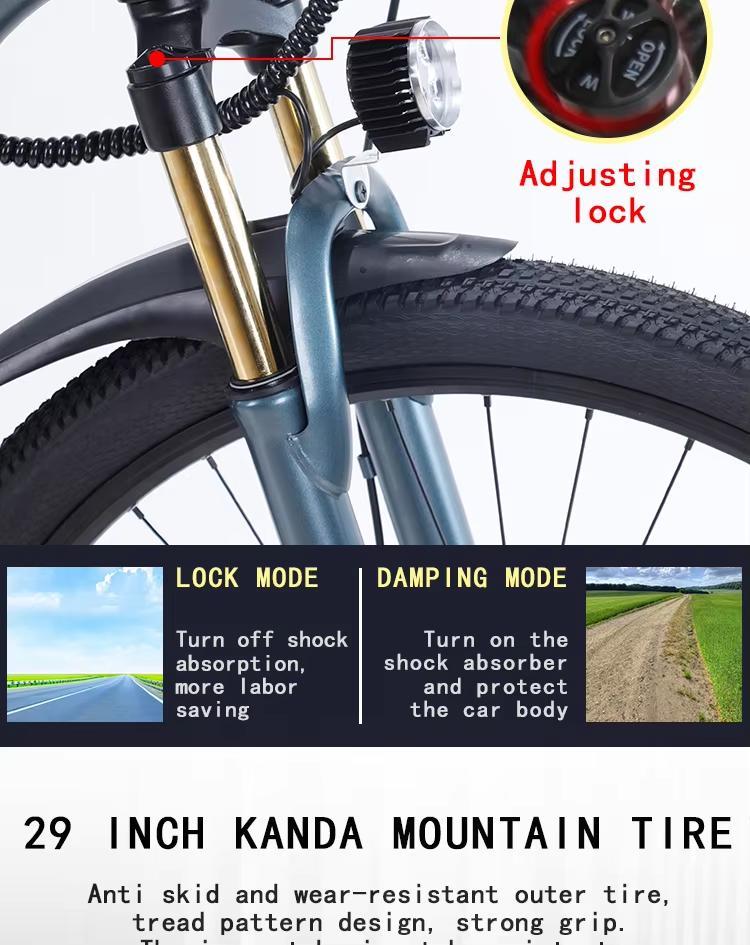 Ebike AKEZ aluminum alloy electric bicycle 21 speed adult electric bicycle 29 inch 48v13AH lithium battery 1000W motor, unisex.