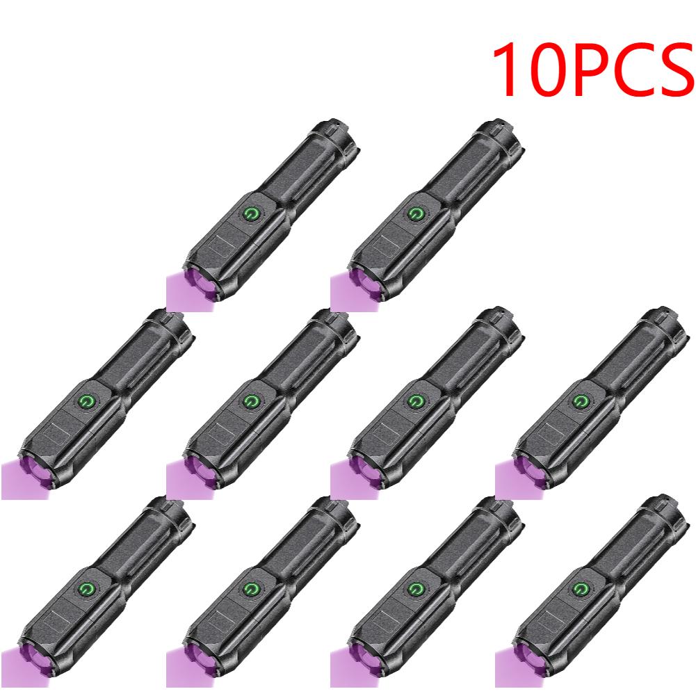 1-10PCS UV Flashlight LED Ultraviolet Torch 395nm Zoomable Mini Flashlight Inspection Lamp for Pet Urine Stain Detector Lights