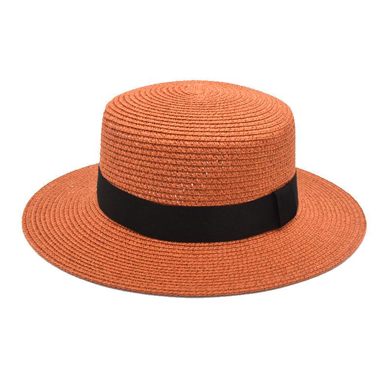 Summer Sun Protection Beach Flat Top Straw Hat Straw Shading Hat Beach Big Eaves Hat