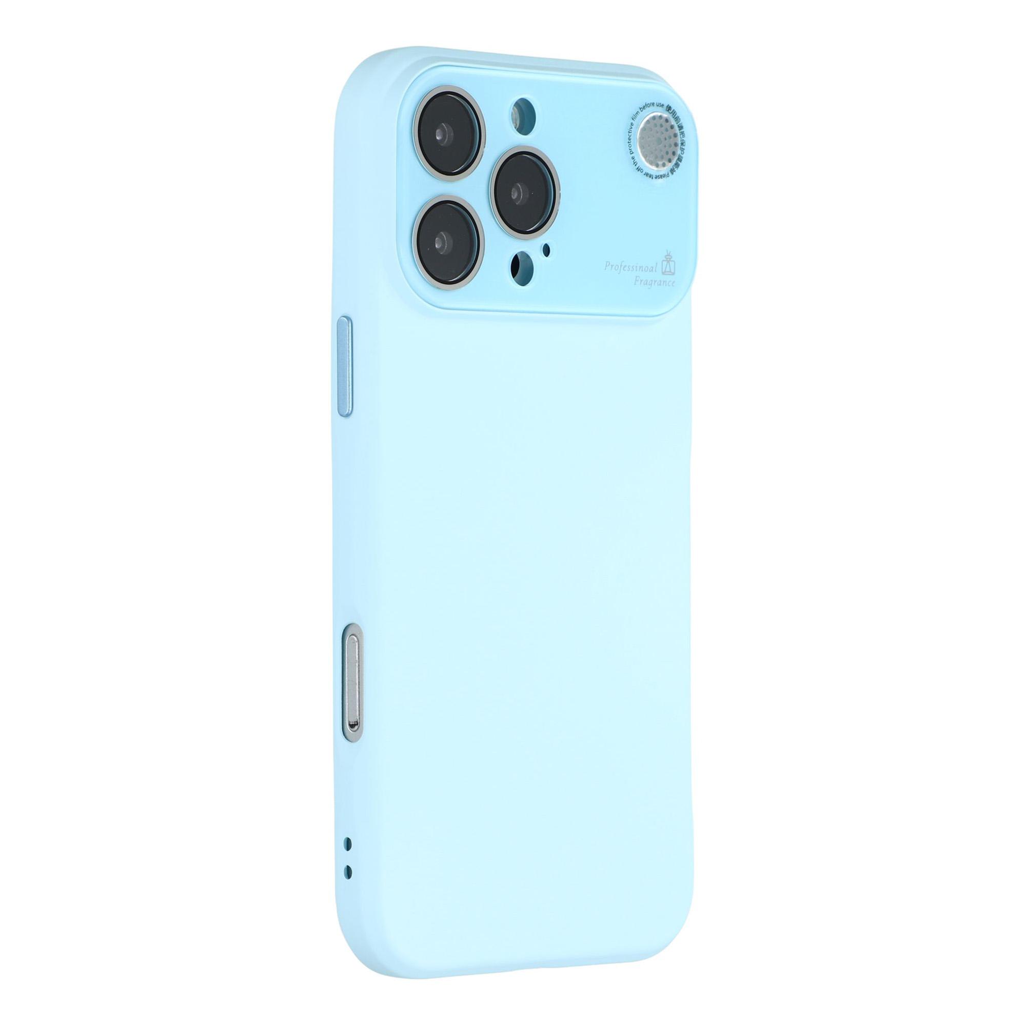 

For iPhone 16 Pro Max Case Large Camera Window Liquid Silicone Aromatherapy Phone Cover Sky Blue