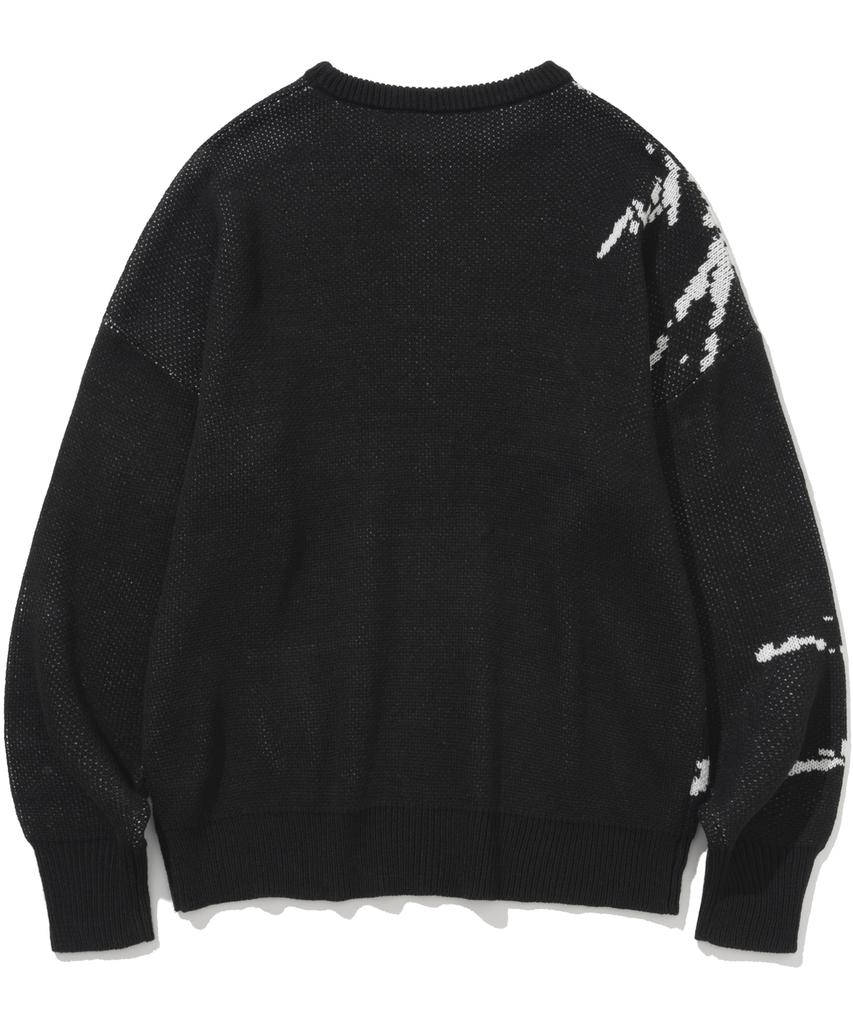 NOT4NERD Splashed Jacquard Knit Sweater - Black
