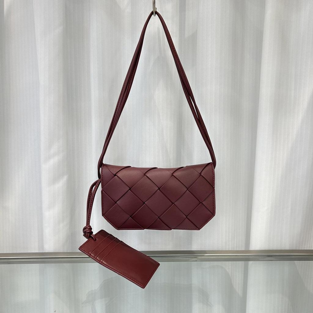Neue Trendige Leder Handgewebte Clip Tasche Schultergurt Einzelne Schulter Crossbody Handytasche
