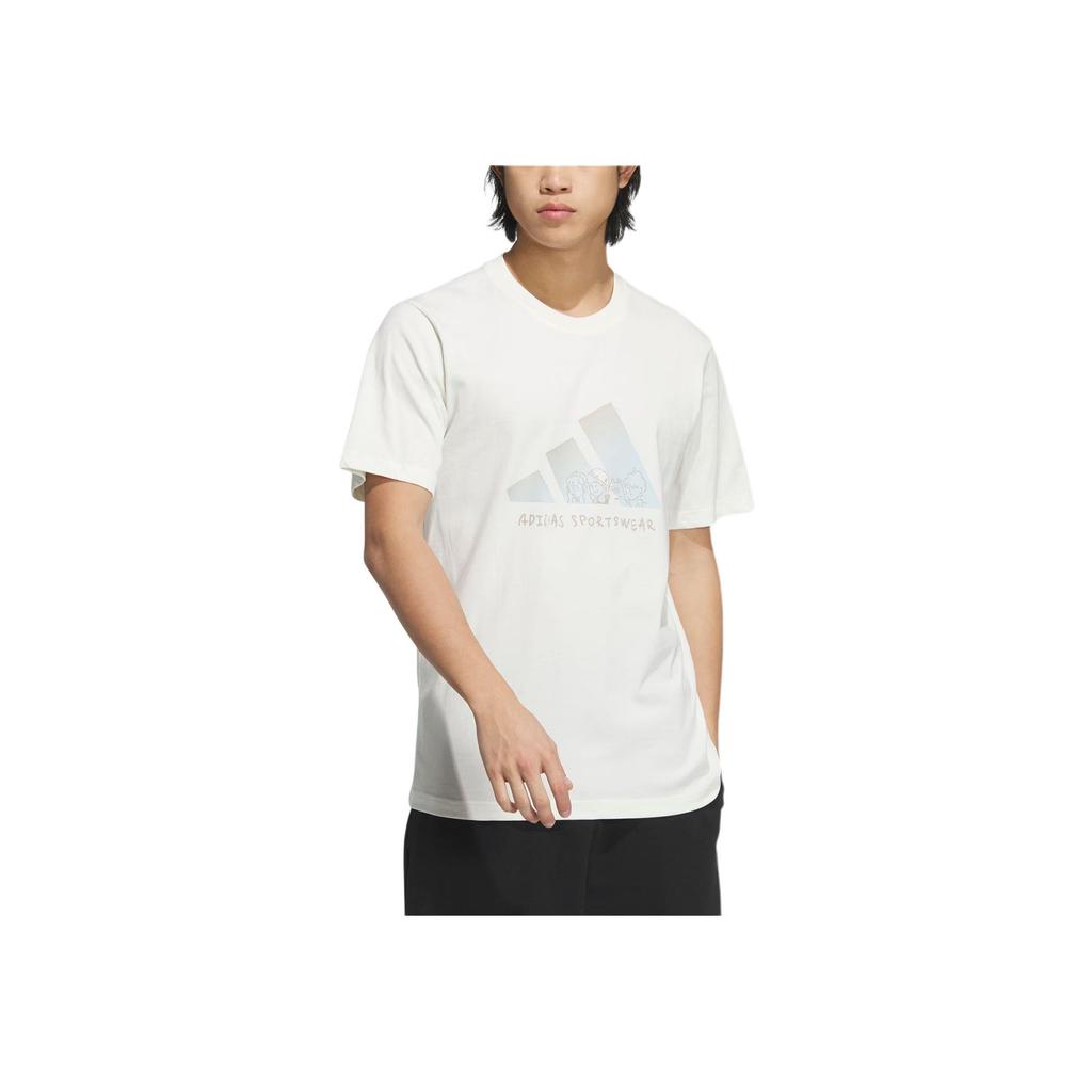 Adidas Graphic Logo Crew Neck Casual Short Sleeve T-Shirt Unisex Tops White JP4584