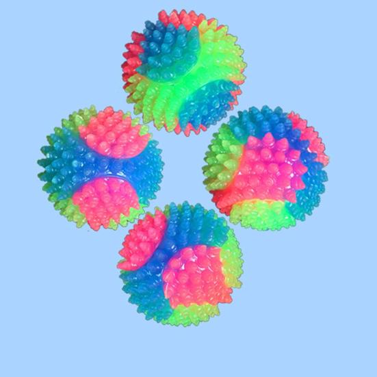 Yousheng Stachelball Hundespielzeug mit LED Bissfest Quietschend Leuchtend Regenbogenball Interaktives Spielzeug Kleine Mittlere Große Hunde Zahnen Reinigung Kauen