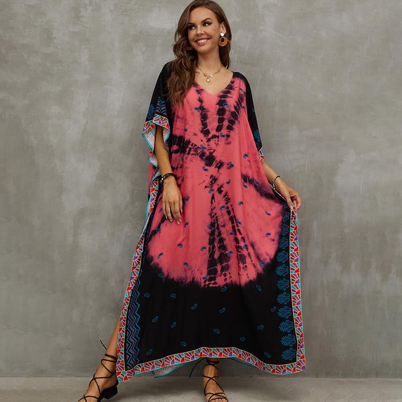 Beach Vacation Loose-Fit Rayon Print Cover-Up Shirt