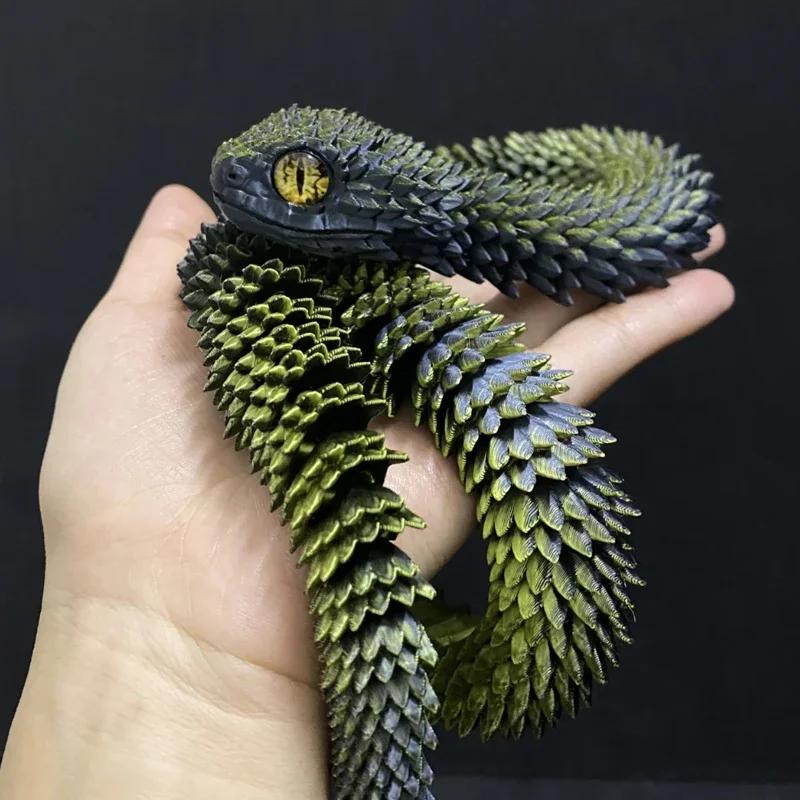 3D Printed Snake Rotatable Articulated Snake Joint Mobility Animal Simulation Model Office Desktop Ornament Home Decor Kids Gift