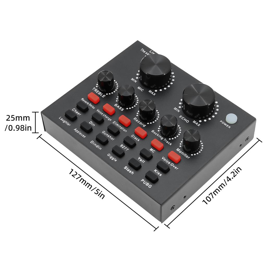 V8 Audio Sound Card Mixer USB External Headset Microphone Webcast Live Broadcast Sound Card Audio Mixer For Phone Computer PC