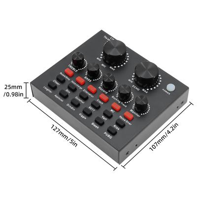 V8 Audio Sound Card Mixer USB External Headset Microphone Webcast Live Broadcast Sound Card Audio Mixer For Phone Computer PC