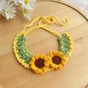 Handmade Woven Flower Pet Collar Adjustable Knitted Scarf for Daily Walking and Spring Outings
