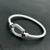 1Pcs  Charm Party Jewelry Silver Geometry Zircon Open Bangle Bracelet For Woman Man Wedding Engagement