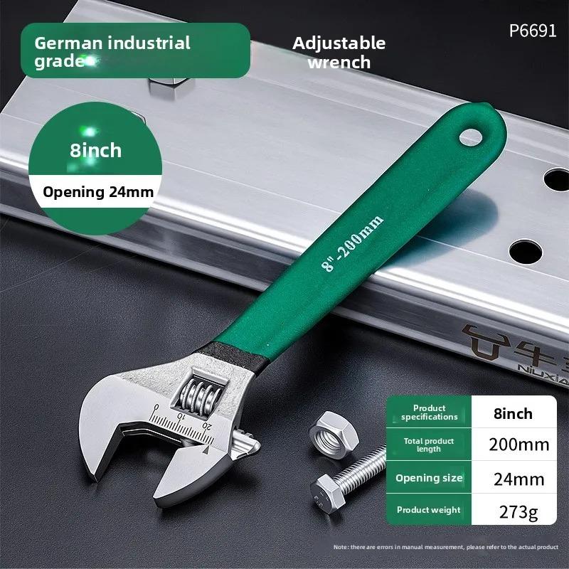 Industrial Heavy Duty Adjustable Wrench Large Opening Anti-Slip Ergonomic Spanner for Motorcycle Mechanical Repair