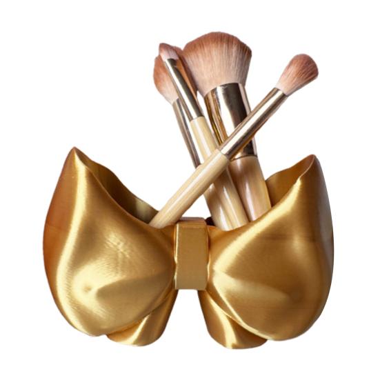 Niedlicher Schleifen-Zahnbürstenhalter Make-up-Pinsel-Organizer Schleifenförmiger Pinselständer Kamm Stiftehalter für Badezimmer Waschtisch Arbeitsplatte