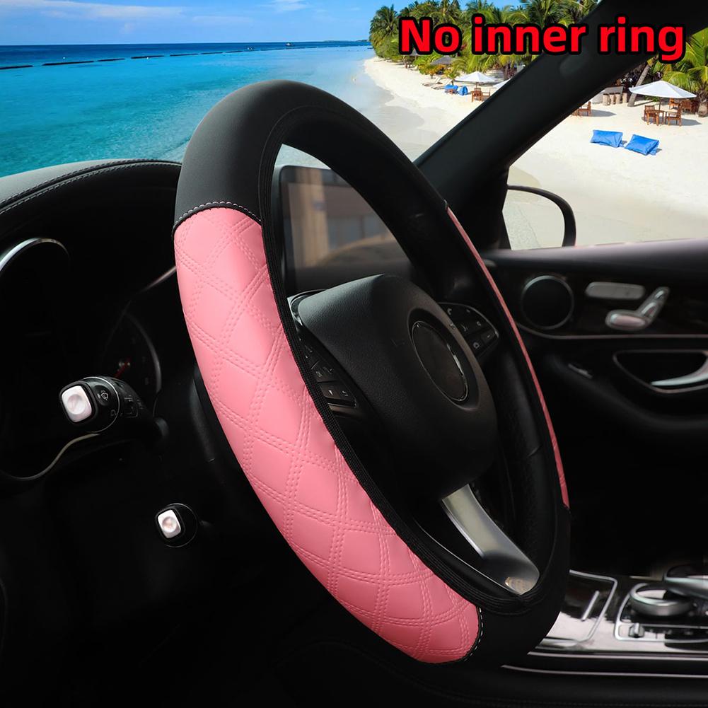 

15 Inch Steering Wheel Cover Featuring Breathable PU Leather and Antislip Design to Comfortable Handling and Protection рожевий