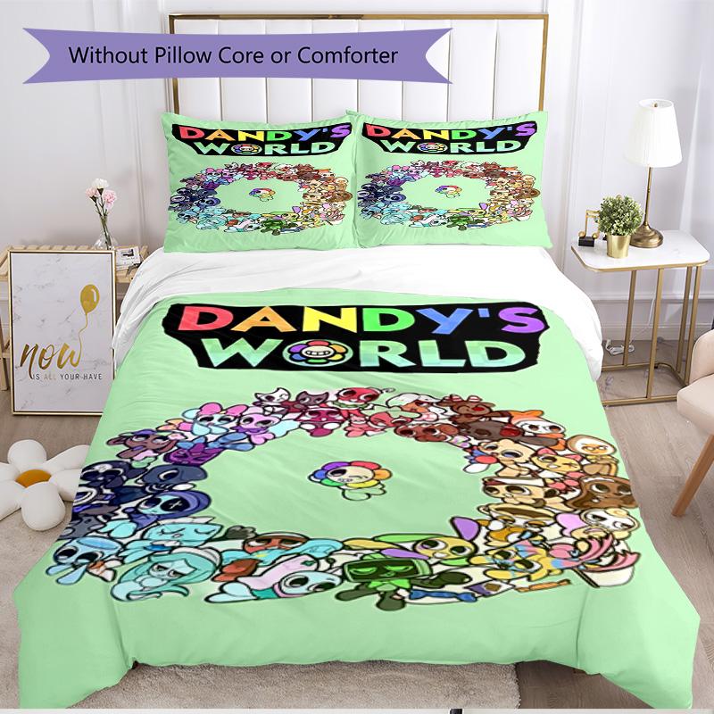 3pcs Duvet Cover Set (1*Duvet Cover + 2*Pillowcase, Without Core), Dandy's World Print Soft All‑Season Bedding Set, Home Bedroom Decor Gift