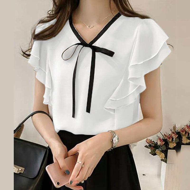 ZANZEA Womens Summer Casual Ruffles Short Sleeve Loose Blouse