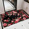 Roses Bathroom Rug Super Absorbent Diatomaceous Earth Bath Mat Non-Slip Door Mat Floral Floor Mat for Kitchen Entrance Shower